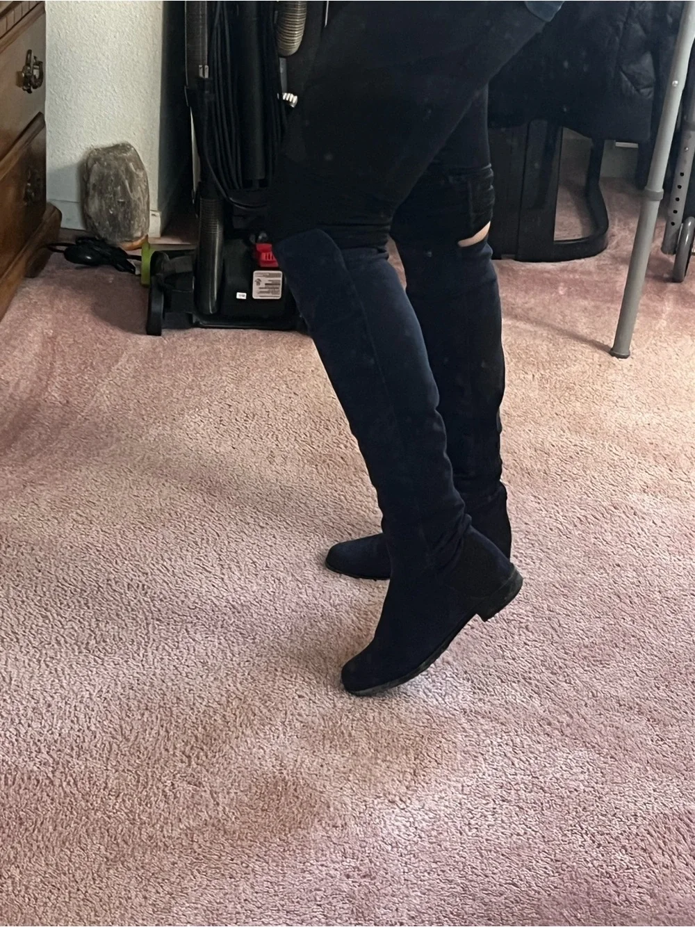 Unisa Navy Over-the-Knee Suede Boots